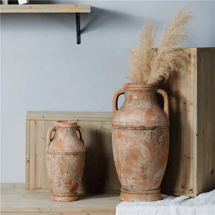 Retro-Stil antiken Ton Keramik Garten dekorative Terrakotta Vasen matten Zement Blumenvase