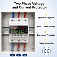 Protecteur de surtension et de sous-tension à double écran, phase divisée, 63A/110V, dispositif de protection réglable pour câblage domestique américain