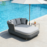 Meubles design, chaise longue moderne d'extérieur, lit de soleil, lit de repos, jardin, corde tressée, double chaise longue pour patio