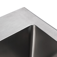 Évier de cuisine commercial en acier inoxydable 304 fait main, cuve carrée simple, surface nano laiton, installation sous plan, multifonction