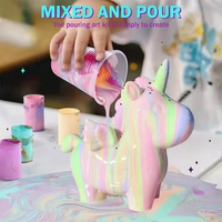 Nouveau kit de peinture créative DIY Fluide Bear : Ensembles licorne lumineuse avec peinture pour ours 4 couleurs