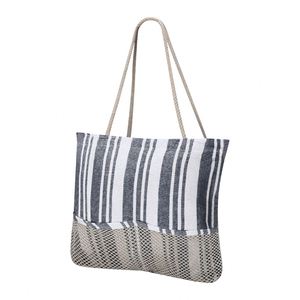 Nouvel Arrivage en Gros : Ensemble de Sacs de Voyage Personnalisés Écologiques à Rayures Classiques pour la Plage, avec 2 Poches Avant en Maille et Fermeture Éclair - Product Image 1