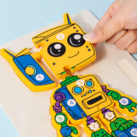 YUCI OEM 2 en 1 planche à dessin jouets en bois pour enfants Montessori écriture traçage conseil 3D Robot Puzzles pour enfants