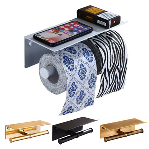 Porte-rouleau de papier toilette double en fer moderne, support de mouchoirs pour téléphone portable extensible - Product Image 2