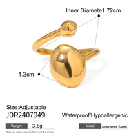 Bague ouverte Gaovo en acier inoxydable plaqué or 18 carats avec boule géométrique, bijou tendance et minimaliste pour femme
