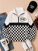 Veste coupe-vent vintage style sport à demi-zip, design personnalisé, couleur brodée, logo d'équipe imprimé, pull à manches longues