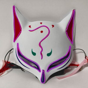 Máscara de Halloween con Luces LED, Diseño de Zorro <span class=keywords><strong>Demonio</strong></span>, para Carnaval, <span class=keywords><strong>Noche</strong></span> de Brujas, Escenario, Máscara Brillante Intermitente, Figura de Anime de Celebridad de Internet - Product Image 2