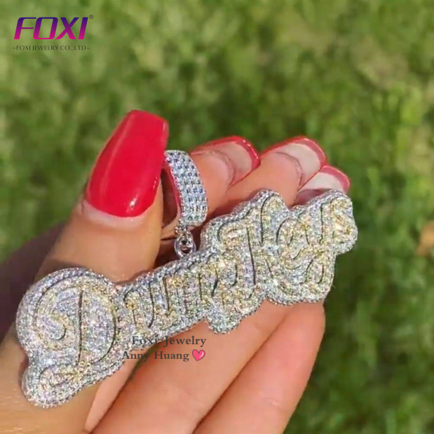 Rapper Jewelry Mens 925 Sterling Silver Moissanite Pendant