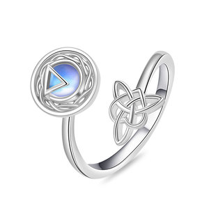 Personalized Designer Rotating Zircon Gemstone <b>Rings</b> Copper Rhodium Plated Trendy Anti <b>Stress</b> Jewelry for Women - Product Image 1