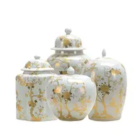 Pot de gingembre naturel Offre Spéciale, peinture traditionnelle en céramique, motif de fleurs dorées, décoratif moderne chinois, livraison gratuite