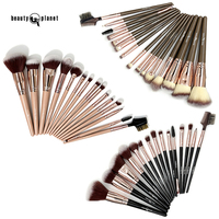 Ensemble de pinceaux de maquillage professionnels Beauty Planet, personnalisé, 15 pièces, pinceaux de maquillage synthétiques de qualité supérieure pour les yeux et le blush, rose
