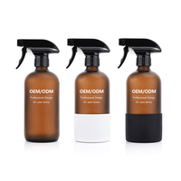 Großhandel 500ml 16oz Maßgefertigte Luxus Nachfüllbare Mattierte Handdesinfektions-Alkohol-Reinigung Raumspray Bernsteinfarbene Glasflasche