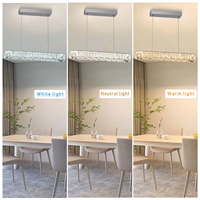 Lustre en cristal en acier inoxydable LED avec commande par interrupteur, suspension suspendue pour salle à manger, hôtel, salon