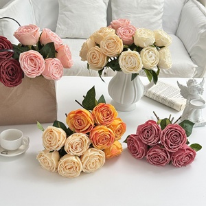 Ramo de Flores Artificiales de Rosas de Alta Calidad para Novia, Decoración para Mesa de Salón, Arreglos Florales para Bodas, Decoración DIY - Product Image 1