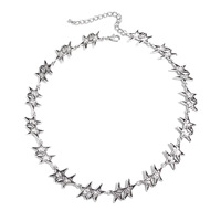 Nouveau Collier Pentagramme Rainuré pour Homme en Alliage Électroplaqué avec Chaîne en Bambou, Style Européen-Américain Transfrontalier - Polyvalent, Tendance et Élégant