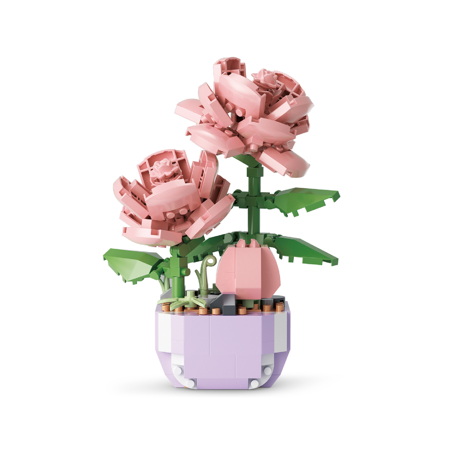 Micro-Particle Plastic DIY Building Blocks Compatible for Block Kids' Assembled Simulated Succulent Rose Office Desk DIY Toy