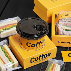 Scatola di imballaggio Sandwich incorporata confezione di pane tostato per uova spesse nel vassoio di carta della tazza della bevanda della caffetteria del ristorante - Product Image 4