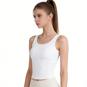 Top Deportivo Acanalado para Mujer con Sujetador Incorporado - Top Corto de Yoga con Espalda Descubierta Personalizable con Tu Logotipo a la Moda - Product Image 4