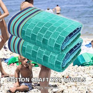 Serviettes de plage surdimensionnées COTTON CRAFT, lot de 2, XXL 35x84, Big Kahuna 7 pieds, 100% coton jacquard velours, motif géométrique, 500-699 GSM - Product Image 2