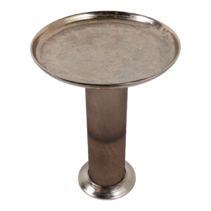 Tavolino con piedistallo in metallo e piano in vetro, tavolino contemporaneo piccolo per comodino o tavolino da notte - Product Image 4