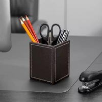 Organisateur de bureau en cuir ML, porte-stylos créatif de luxe, porte-cartes de visite pour étudiants, porte-stylos carré minimaliste pour bureau