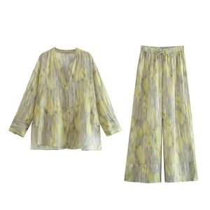 ZHEZHE New Elegant Women Boutique Street Wear Langarm bedrucktes Hemd und Hose Matching Suit 2-teiliges Set - Product Image 3