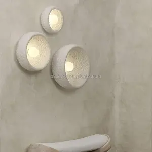 Minimalist White Round Cone Bedroom Wall Sconce Lamp Home Hotel Bedside Wabi-sabi LED Wall Light