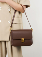 Sac à main minimaliste pour femmes, couleur unie, sac à bandoulière vintage avec fermoir doré en cuir PU, sac à main à rabat