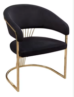 Yeni tasarlanmış Modern stil döşemeli siyah kadife altın Metal kol sandalye oturma odası Accent yemek sandalye ev otel için