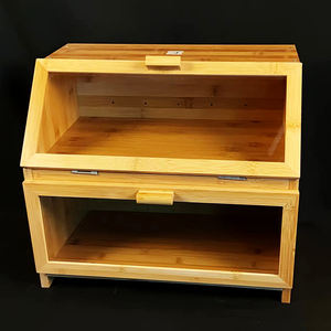 Gıda saklama kabı köşe ahşap ekmek kutusu çift ekmek kutusu bambu mutfak ekmek kutusu şeffaf ekran standı - Product Image 4