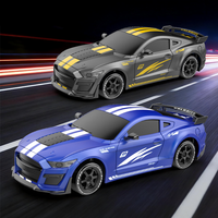 Coche de Carreras a Control Remoto Blue Mustang 4WD RC Drift 1:24, 2.4GHz, Alta Velocidad, con Cargador, Cable USB, Listo para Usar en Interiores y Exteriores