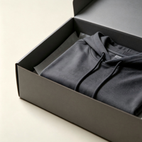 Boîte d'expédition en carton ondulé gris anthracite avec logo personnalisé, boîte d'expédition minimaliste pour vêtements, sweat-shirt, vêtements, emballage