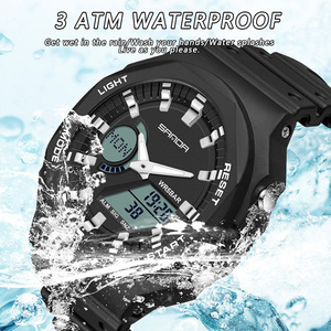 SANDA 6016 Montre de sport multifonction pour étudiants, montre-bracelet électronique étanche à double affichage analogique-numérique - Product Image 3