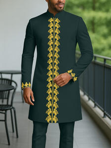 Ensemble de vêtements Dashiki 2 pièces pour homme CCY, style africain, été, polyester, manches longues, brodé, pour festival, mariage, affaires - Product Image 2