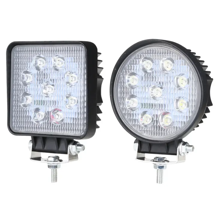 Super Bright Round Spot Driving Lights 27W Square off Road Auto Working Fog Lamp car Led Work Light 12V 24V