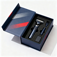 Boîte cadeau personnalisée pour rasoir homme, boîte rigide en carton argenté métallisé avec impression UV inversée, emballage de luxe pour rasoir, boîte de présentation haut de gamme