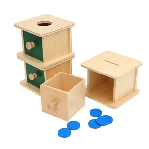 Boîte à pièces en bois montessori, jouet éducatif, matériel de culture, pour enfants, Diy bricolage