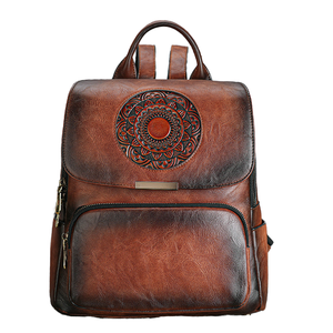 Bolso Tote de Mujer Zhuoliang, Vintage, con Tótem en Relieve, Chic, de Lujo, Hecho a Mano, con Cierre, Impermeable, de Cuero Genuino y Poliéster, Grande - Product Image 1