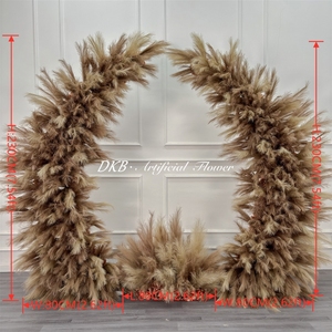 Décoration de mariage, arche de toile de fond en forme de corne avec plantes de pampa pour l'entrée - Product Image 2