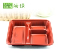 Boîte à lunch jetable en plastique, contenant pour aliments de restaurant PP 3 compartiments avec couvercle transparent pour micro-ondes ml