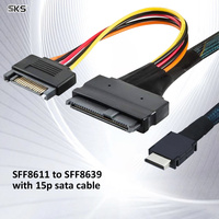 Oculink SFF 8611 - U.2 SFF 8639 NVMe SSD Kablosu PCIe 4.0 7000MB/s, Sunucu İş İstasyonu için 15Pin SATA Güçlü