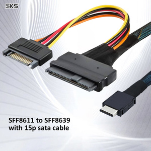 Câble Oculink SFF 8611 vers <span class=keywords><strong>U</strong></span>.2 SFF 8639 NVMe SSD PCIe 4.0 7000 MB/s avec alimentation SATA 15 broches pour serveur et station de travail - Product Image 2