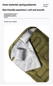 Sac de couchage d'extérieur hiver imperméable léger type enveloppe pour le camping ultra large double adulte en polyester avec deux oreillers - Product Image 6