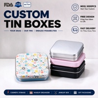 Penjualan Langsung Grosir Pabrik Kotak Timah Persegi Kustom Organizer Makeup Penyimpanan Kosmetik Kotak Logam Timah untuk Perhiasan