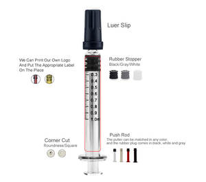 Seringue préremplie vide en verre de 0.5ml 1ml 2.25ml 3ml 5ml 10ml Utilisation pharmaceutique Seringues concentrées Luer Lock de 1ml - Product Image 5