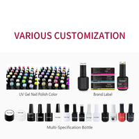 Ensemble de vernis à ongles en gel UV de 15 ml avec logo personnalisé, fournisseur professionnel de produits pour les ongles, longue durée, marque privée, couleurs mélangées