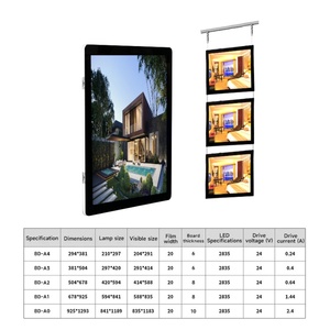 Customized Wall Mounted Crystal Poster <b>Frame</b> Led Light <b>Box</b> Hanging/Desktop Menu Board for Real Estate Window Display - Product Image 5