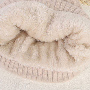 Mode femmes filles mode <span class=keywords><strong>deux</strong></span> tons couleur épais chaud tricoté chapeau hiver polaire intérieur Pom Pom bonnets - Product Image 5