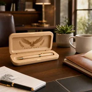 Luxury Eco Friendly Business Souvenir <b>Pen</b> Custom Laser Engraved Logo Wholesale Bamboo Wood Ball <b>Pen</b> Wooden <b>Box</b> Black Ink 0.5mm - Product Image 1