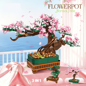 Set di Costruzioni 3 <span class=keywords><strong>Stili</strong></span> Diversi: Albero Bonsai di Ciliegio, Giocattoli <span class=keywords><strong>Educativi</strong></span>, Mattoncini Botanici, Regalo - Product Image 5